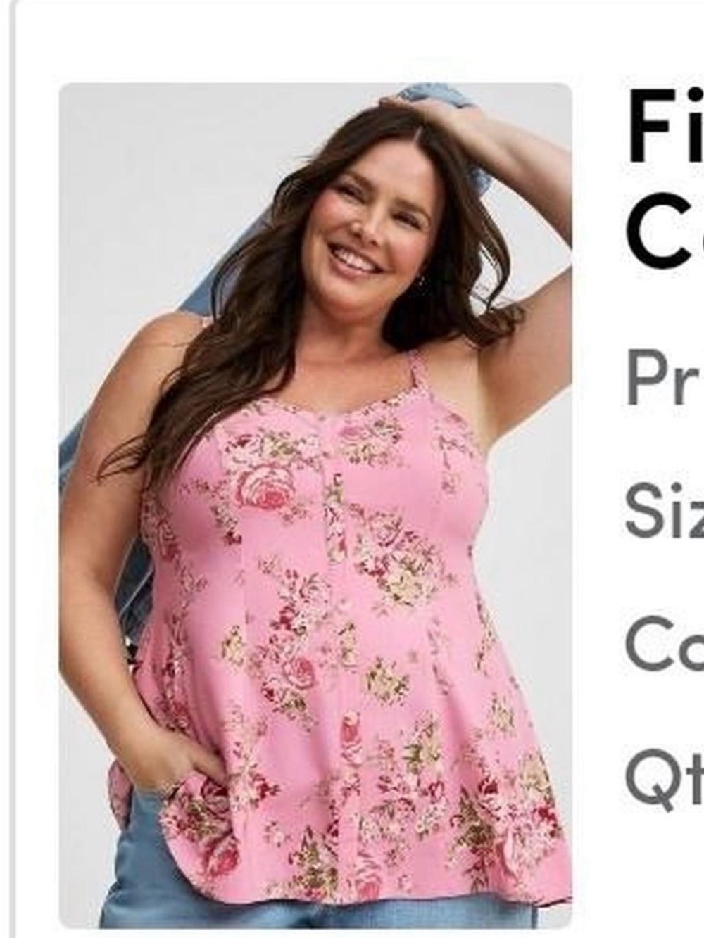 torrid Pink Floral Lace-Trim Camisole